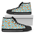 Happy Corgi Pattern Print Black High Top Sneakers
