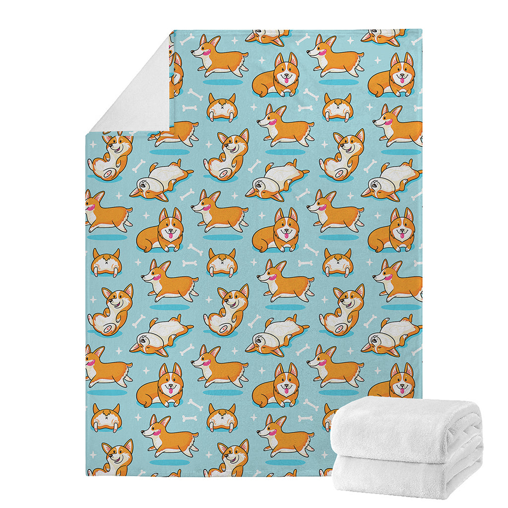 Happy Corgi Pattern Print Blanket