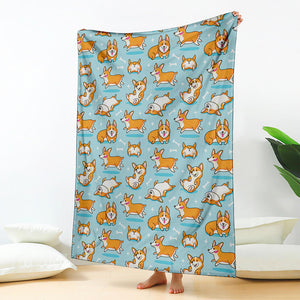 Happy Corgi Pattern Print Blanket