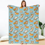 Happy Corgi Pattern Print Blanket