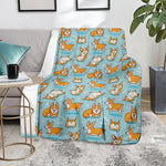 Happy Corgi Pattern Print Blanket