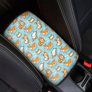 Happy Corgi Pattern Print Car Center Console Cover