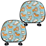 Happy Corgi Pattern Print Car Headrest Covers