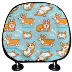 Happy Corgi Pattern Print Car Headrest Covers