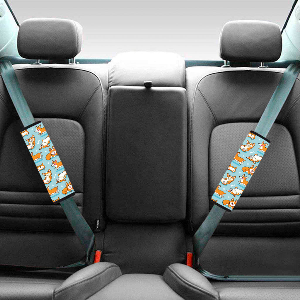 Happy Corgi Pattern Print Car Seat Belt Covers