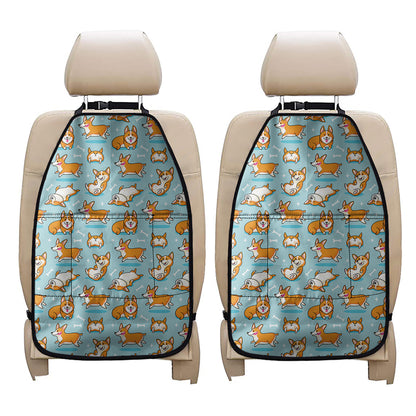 Happy Corgi Pattern Print Car Seat Organizers