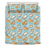 Happy Corgi Pattern Print Duvet Cover Bedding Set