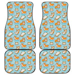 Happy Corgi Pattern Print Front and Back Car Floor Mats