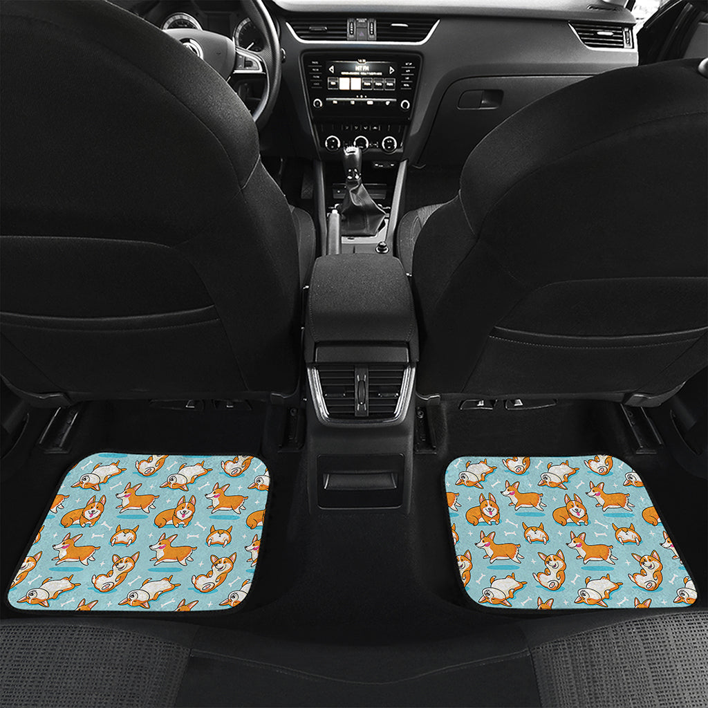 Happy Corgi Pattern Print Front and Back Car Floor Mats