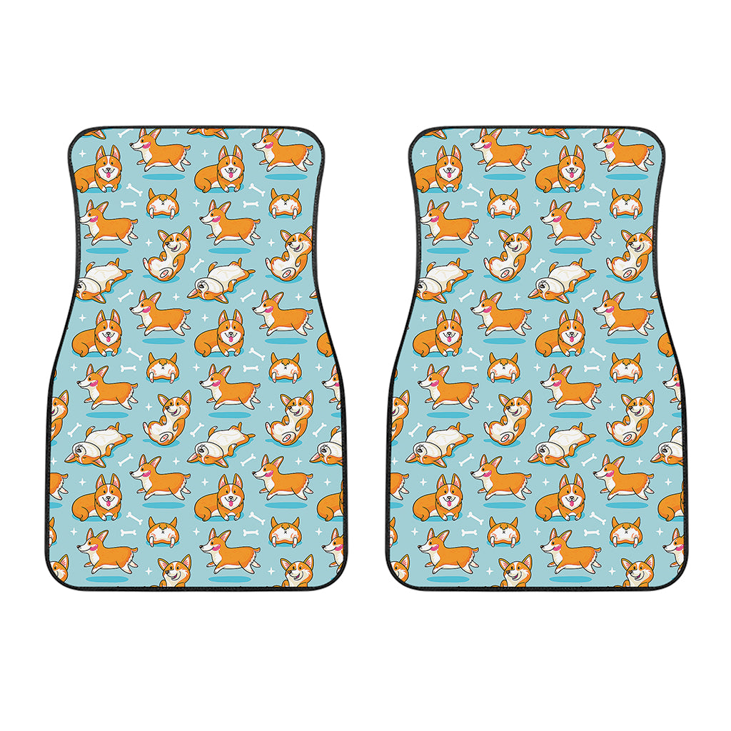 Happy Corgi Pattern Print Front Car Floor Mats