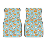Happy Corgi Pattern Print Front Car Floor Mats