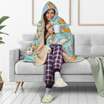 Happy Corgi Pattern Print Hooded Blanket