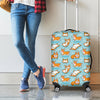 Happy Corgi Pattern Print Luggage Cover