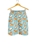 Happy Corgi Pattern Print Men's Shorts