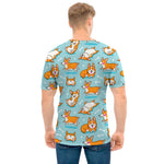 Happy Corgi Pattern Print Men's T-Shirt