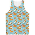 Happy Corgi Pattern Print Men's Tank Top