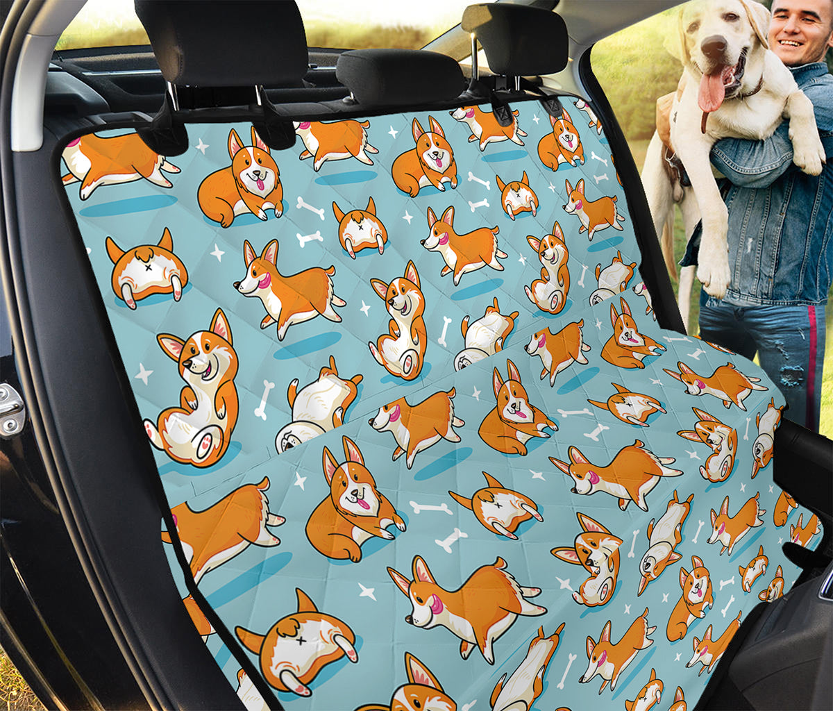 Happy Corgi Pattern Print Pet Car Back Seat Cover