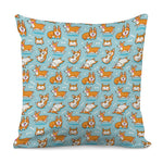 Happy Corgi Pattern Print Pillow Cover