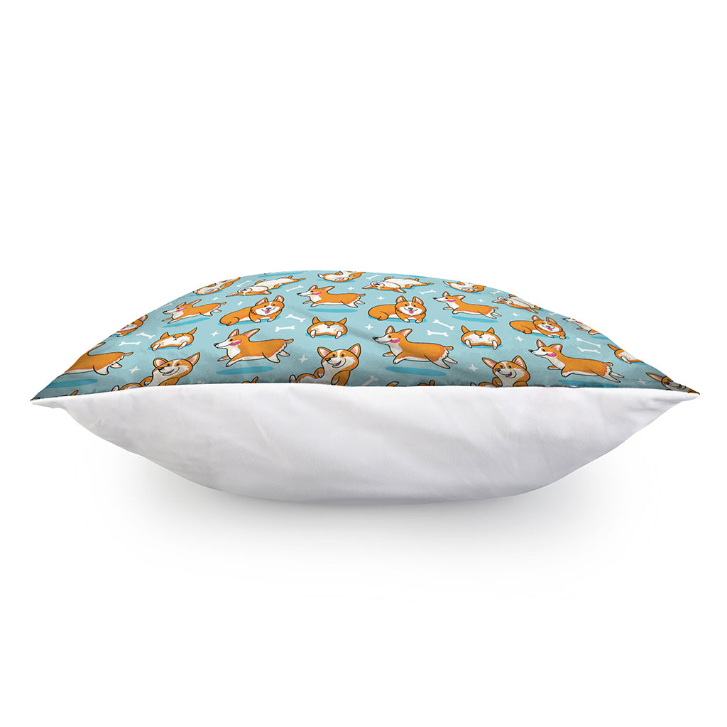 Happy Corgi Pattern Print Pillow Cover