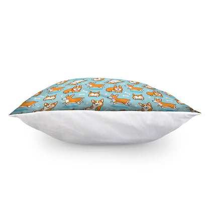 Happy Corgi Pattern Print Pillow Cover
