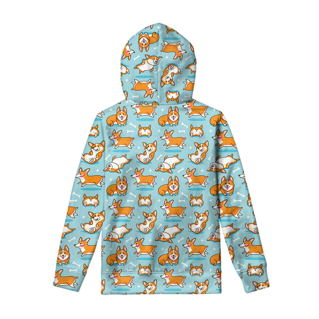 Happy Corgi Pattern Print Pullover Hoodie