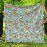 Happy Corgi Pattern Print Quilt