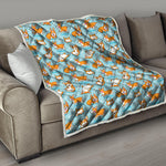 Happy Corgi Pattern Print Quilt