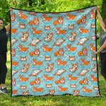 Happy Corgi Pattern Print Quilt