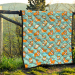 Happy Corgi Pattern Print Quilt