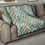 Happy Corgi Pattern Print Quilt