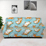 Happy Corgi Pattern Print Sofa Cover