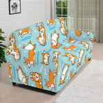 Happy Corgi Pattern Print Sofa Cover