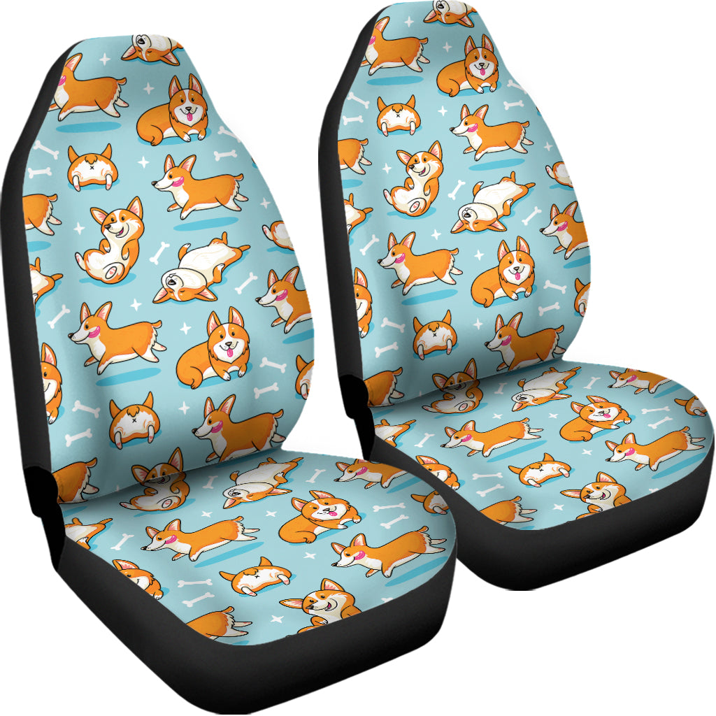 Happy Corgi Pattern Print Universal Fit Car Seat Covers