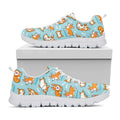 Happy Corgi Pattern Print White Running Shoes