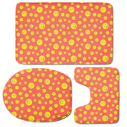Happy Emoji Pattern Print 3 Piece Bath Mat Set