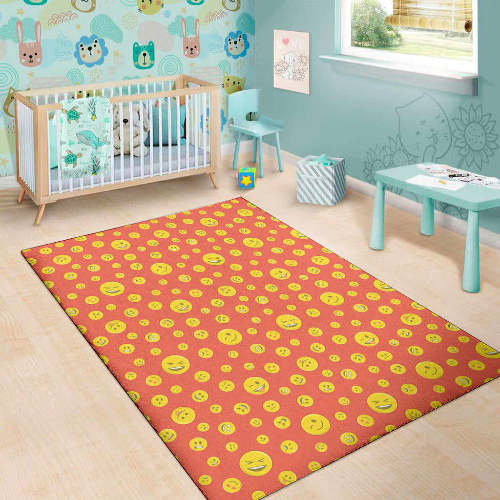 Happy Emoji Pattern Print Area Rug