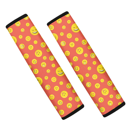 Happy Emoji Pattern Print Car Seat Belt Covers