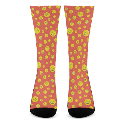 Happy Emoji Pattern Print Crew Socks