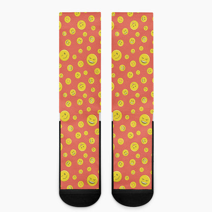 Happy Emoji Pattern Print Crew Socks