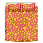Happy Emoji Pattern Print Duvet Cover Bedding Set