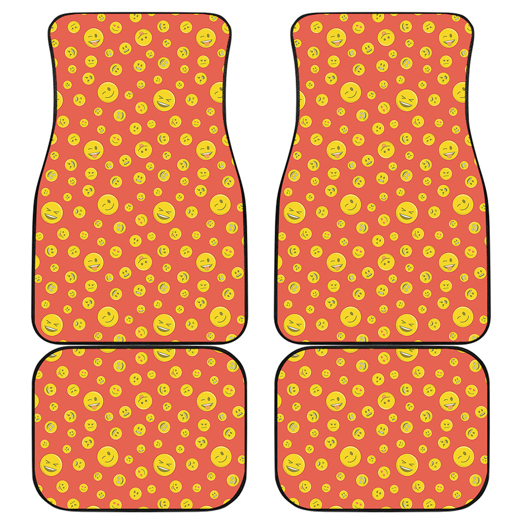 Happy Emoji Pattern Print Front and Back Car Floor Mats