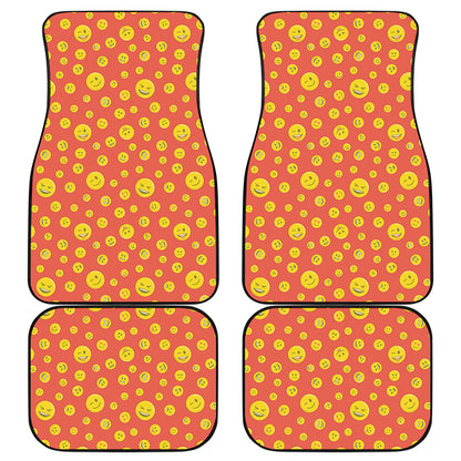 Happy Emoji Pattern Print Front and Back Car Floor Mats
