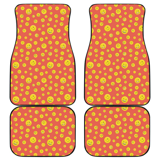 Happy Emoji Pattern Print Front and Back Car Floor Mats