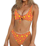 Happy Emoji Pattern Print Front Bow Tie Bikini