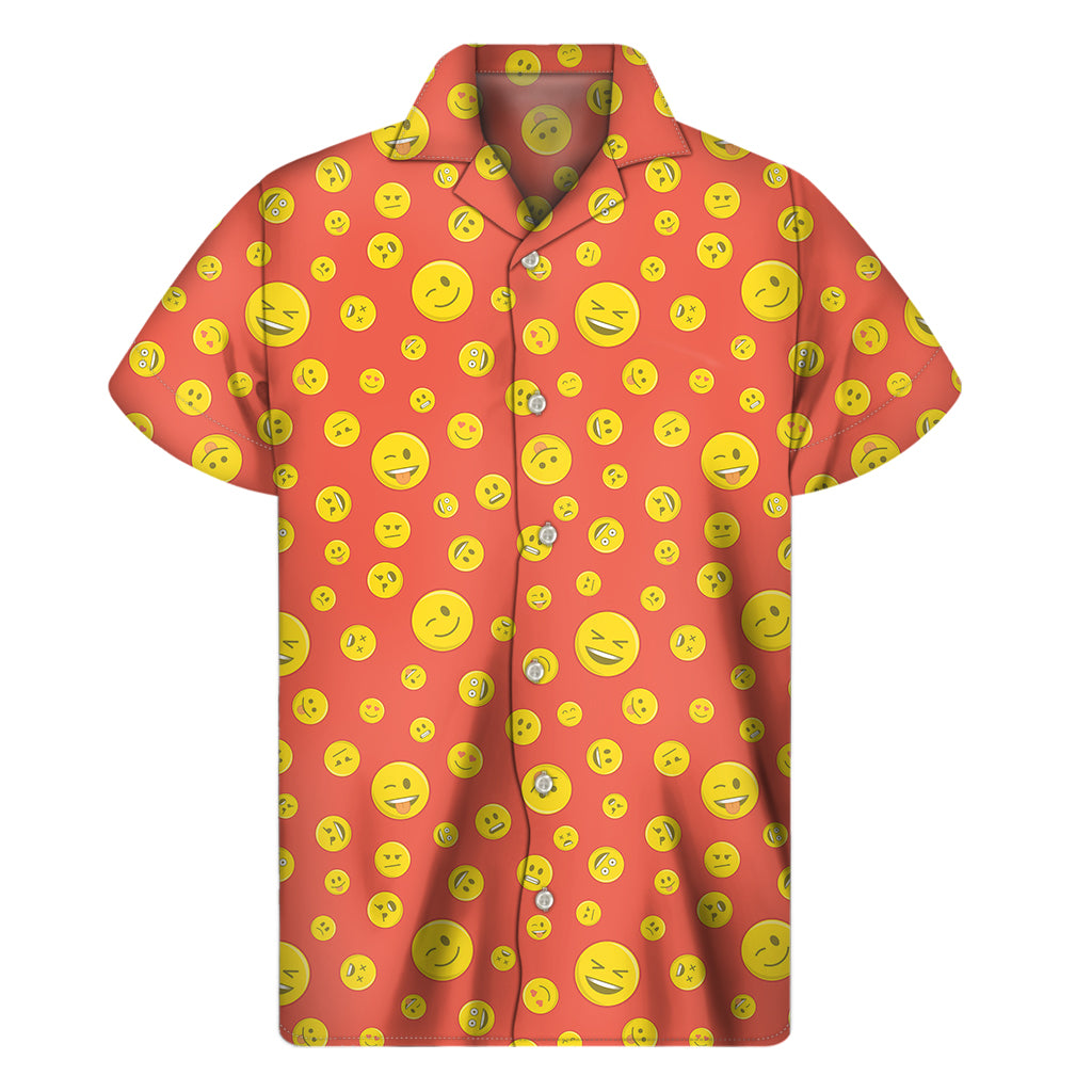 Happy Emoji Pattern Print Men's Short Sleeve Shirt