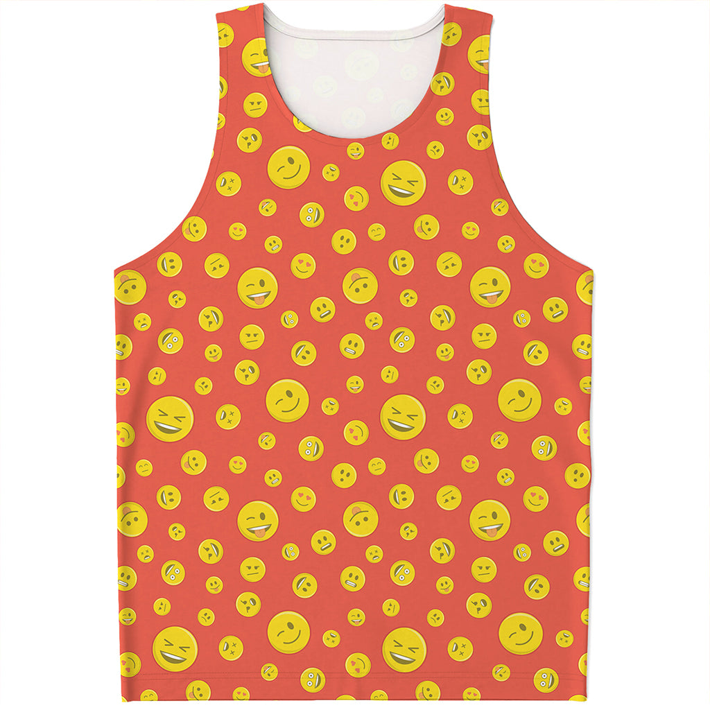Happy Emoji Pattern Print Men's Tank Top