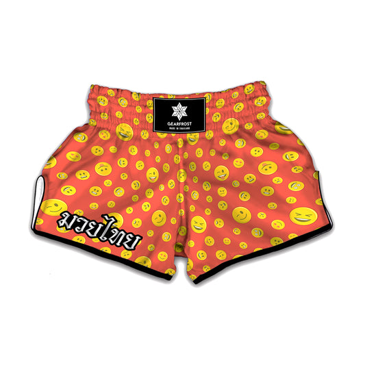 Happy Emoji Pattern Print Muay Thai Boxing Shorts
