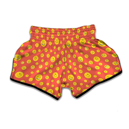 Happy Emoji Pattern Print Muay Thai Boxing Shorts