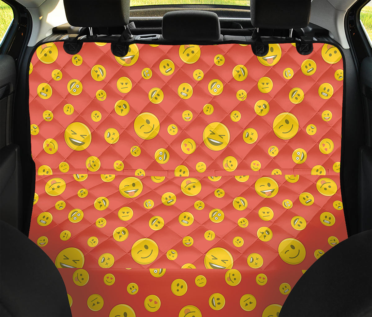 Happy Emoji Pattern Print Pet Car Back Seat Cover