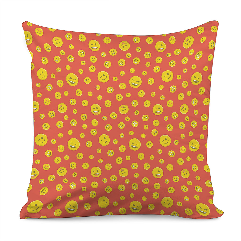 Happy Emoji Pattern Print Pillow Cover